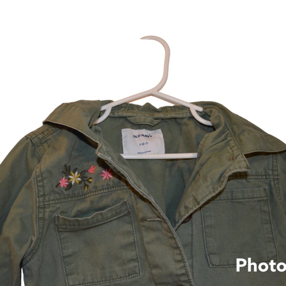 Old Navy S 6-7 Girls Mint Green Hood Utility Coat Cotton - Picture 5 of 5